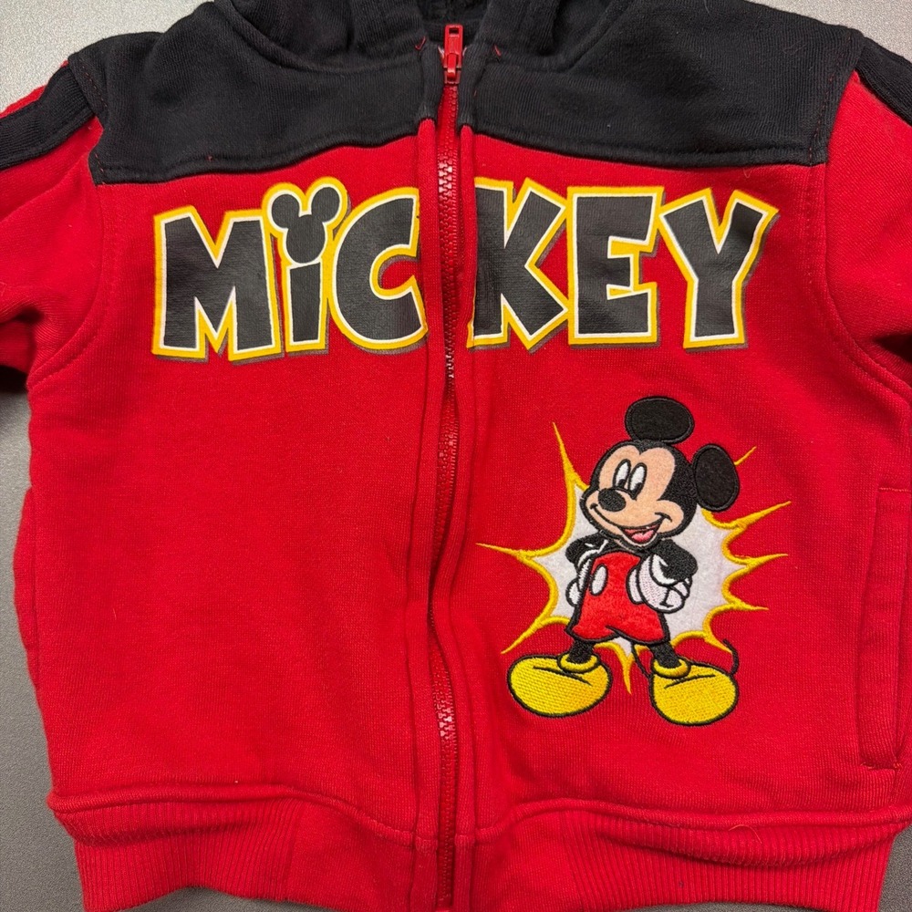 Disney Baby Mickey Mouse Zip Up Hoodie Red Black Infants 18M DIB803 Sweatshirt
